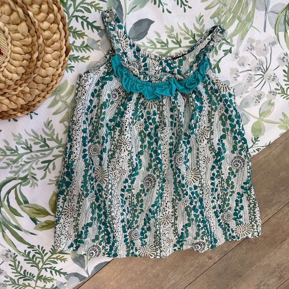 Rabbit Moon Toddler Girl Bohemian Floral Print Ruffle Sleeveless Blouse 4T - Picture 14 of 16